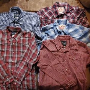 Five Wrangler pearl snaps